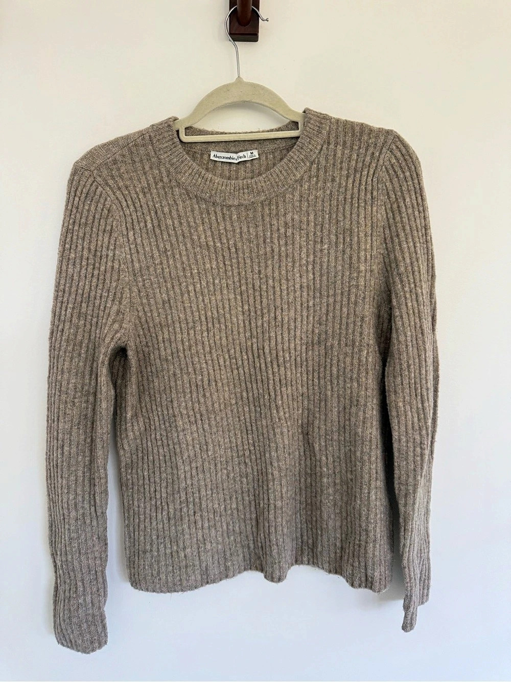 Abercrombie & Fitch Ribbed Crew Neck Sweater Brown Medium Like New